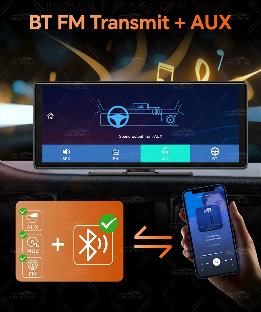 11.3" Touch Screen 5K UHD Dash Cam T8 Pro Wireless CarPlay Android Auto Airplay