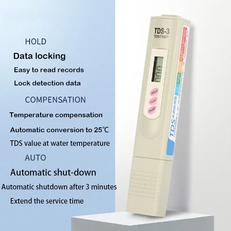 Portable Pen TDS Tester Digital Water Meter Filter Measuring temperature Water Quality Purity Drinking Aquariums 0-9999ppm