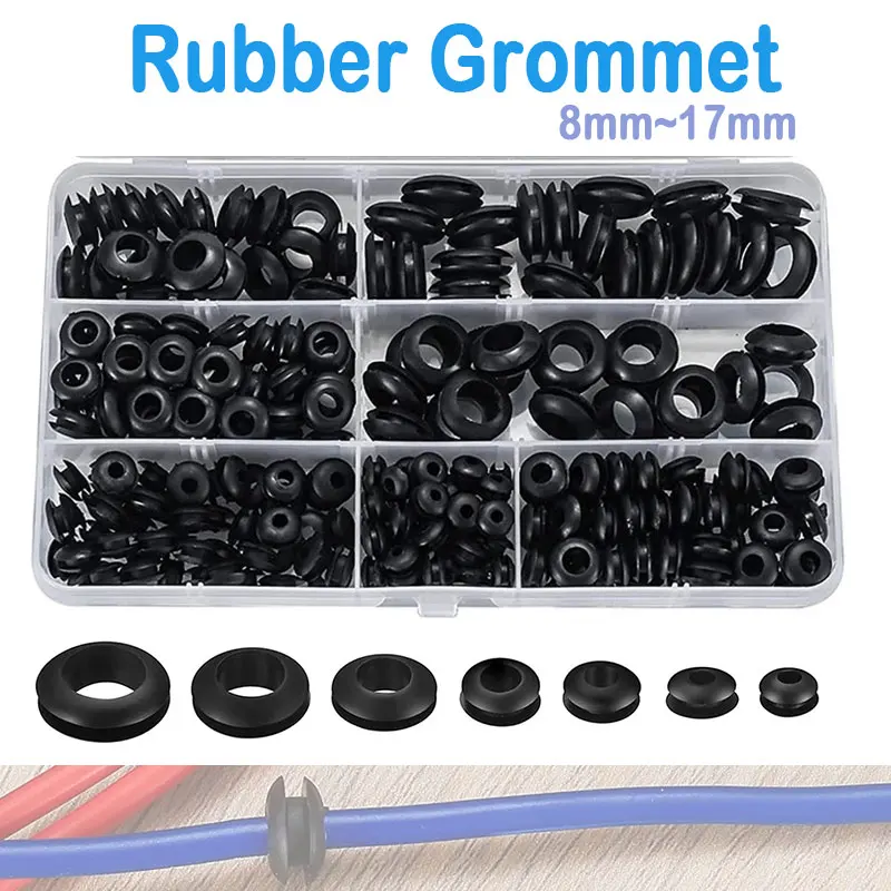 Borracha Grommet Kits para Wire Hole Washer Fiação Bobina Firewall Automotive O-ring Tamanhos mm mm 10 mm 11 mm 14 mm 15 mm 17 Milímetros 260 Peças