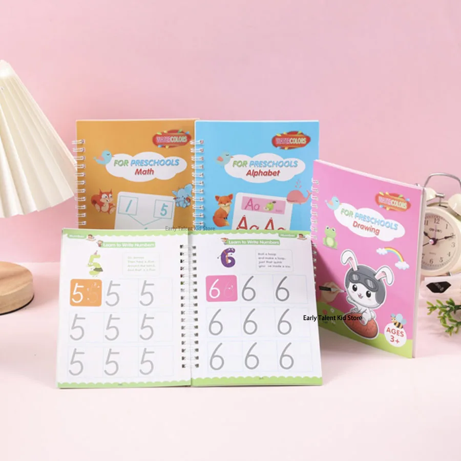 Children Notebook Waterproof White Hard Paper Board+1 Erasable Pen Can Write Reusable Magic Books Kid Early Practice Calligraphy 2