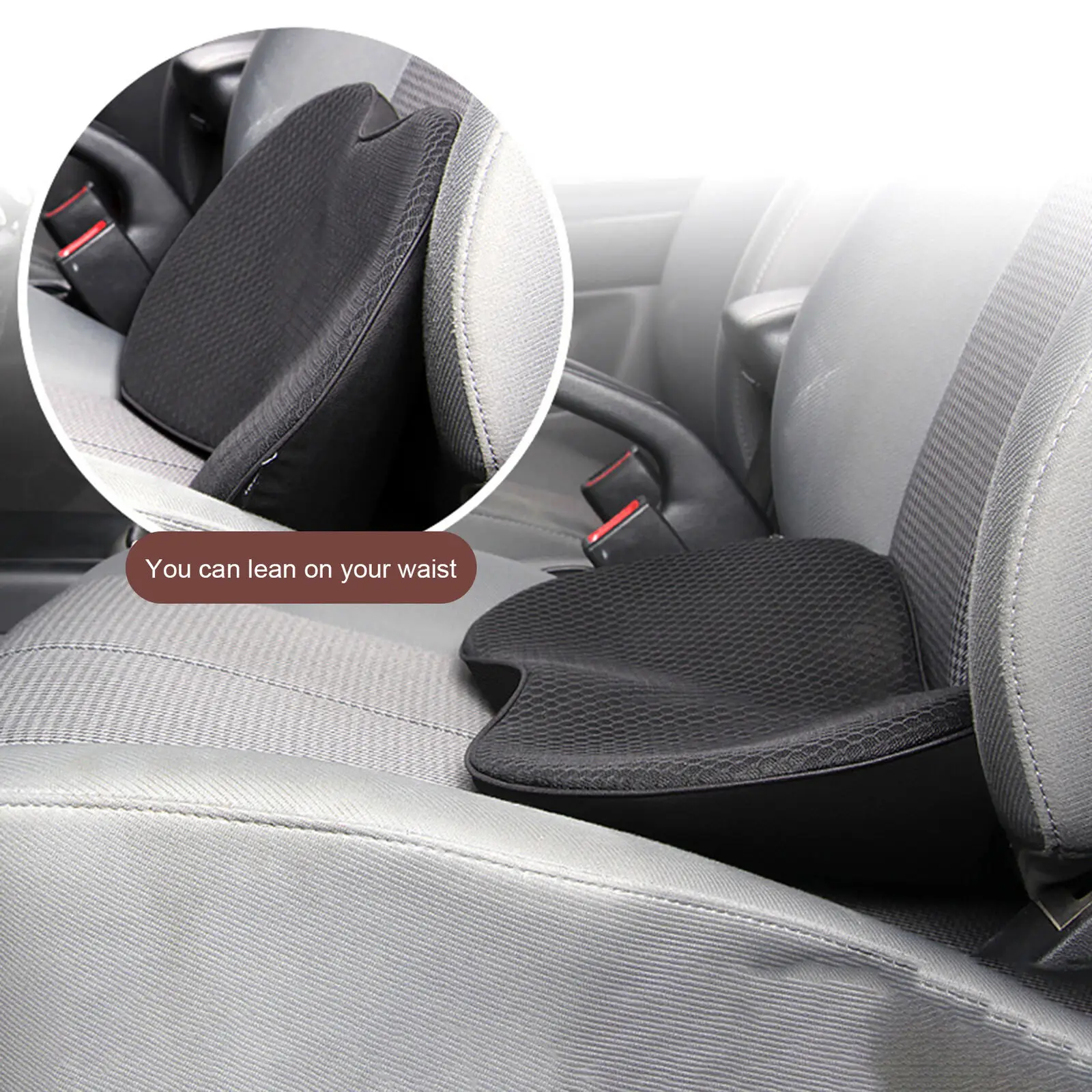 2 In 1 Car Seat Cushion Driver Seat Memory Foam Cushion Cushion Hip Cushion  Breathable Increase Protection Waist Pillow W3H4