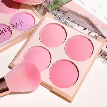 4-color matte blush, peach pink, coral blush powder, Korean low saturation soft fog blush, can lighten, create three-dimensional 1
