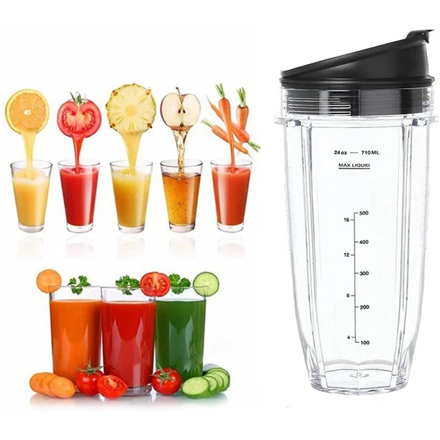 24Oz Smoothie Blender Cups With Sip & Seal Lid Premium 7 Fins Male Blade ,  For Nutri Ninja Blender Auto IQ - AliExpress