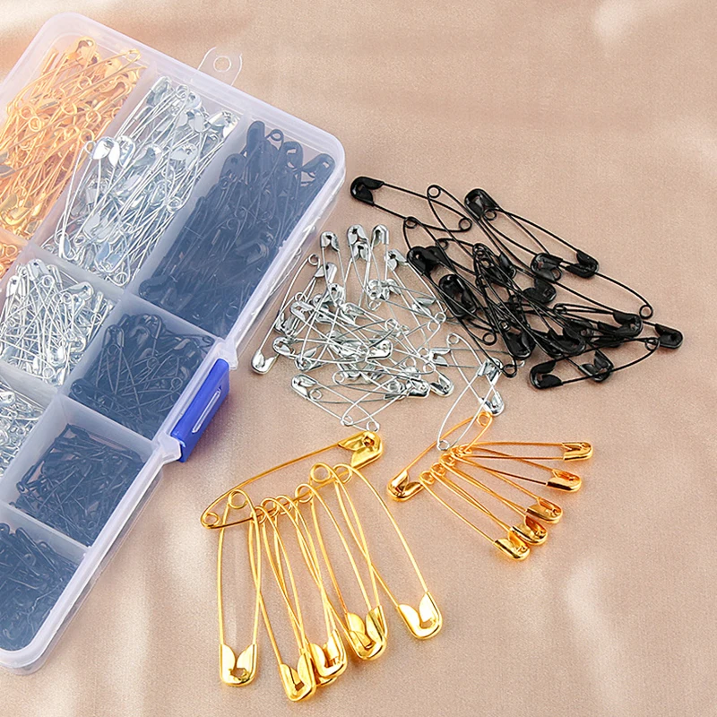 새로운 도착 100Pcs 안전 핀 DIY 바느질 도구 액세서리 실버 금속 바늘 대형 안전 핀 작은 브로치 의류 액세서리