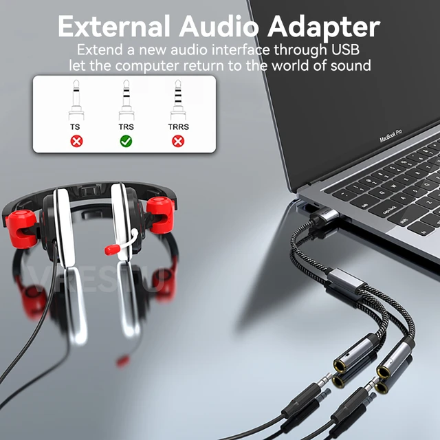 USB to 3.5mm Jack USB Audio Adapter Sound Card External Sound Adaptador for  PC Desktop Computer PS5 Laptop Microphone Headphones - AliExpress