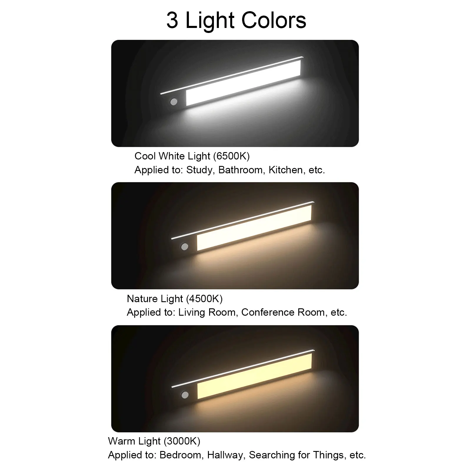 9.4in Under Cabinet Lighting Rechargeable LED Motion Sensor Light Indoor Magnetic Closet Light Under Counter Lamp for Kitchen St