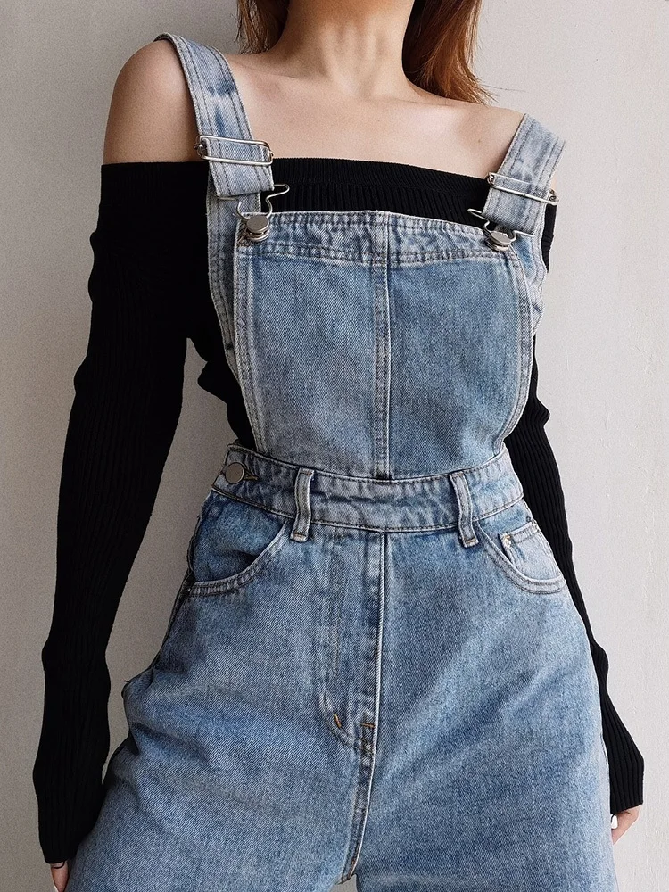 Vintage Denim Overalls For Women Baggy Jeans Spring Summer Casual