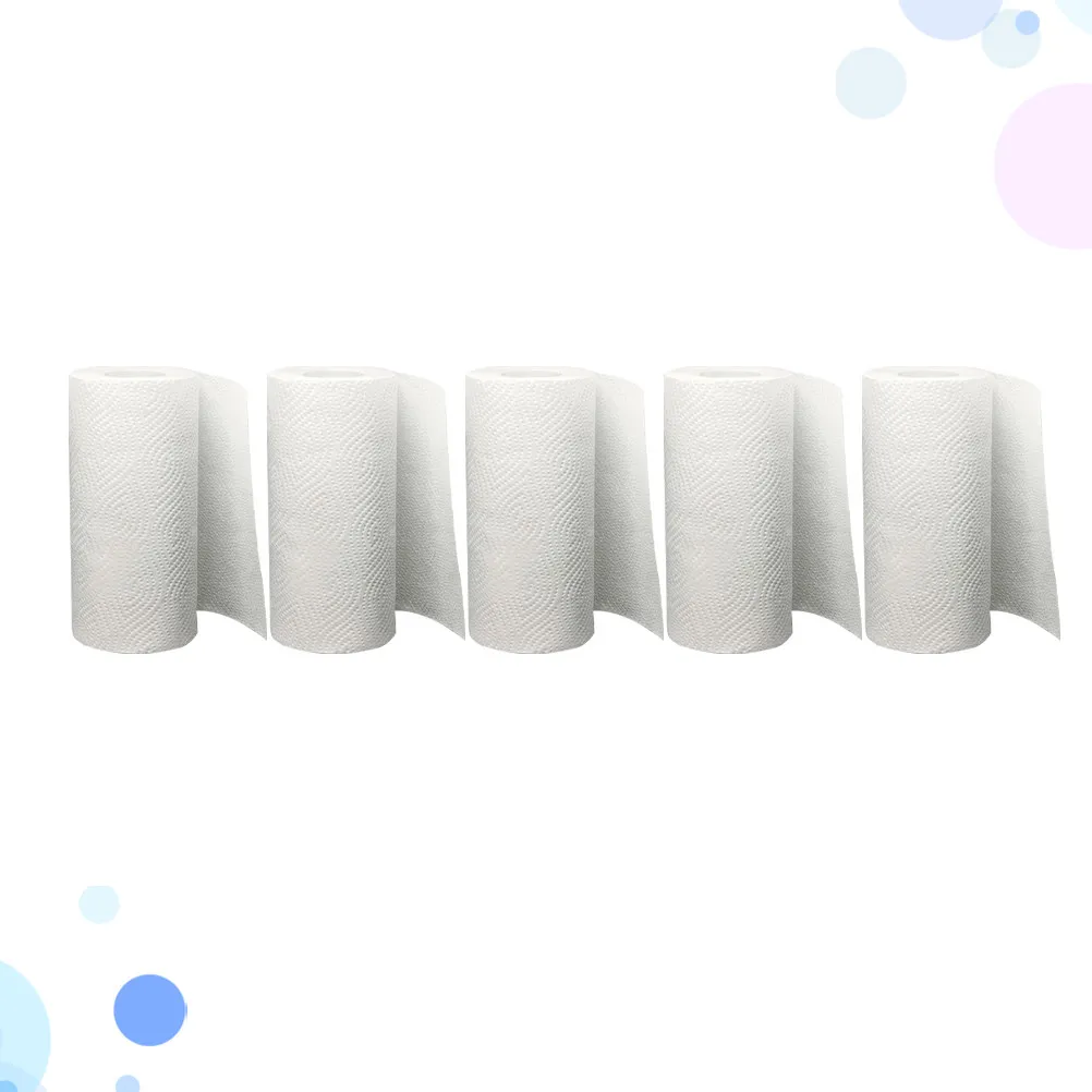 5 롤 키친 페이퍼 타월 가정용 사무실용 목재 펄프 흡수성 흰색 가정용 티슈 오일 흡수 종이 키친 티슈