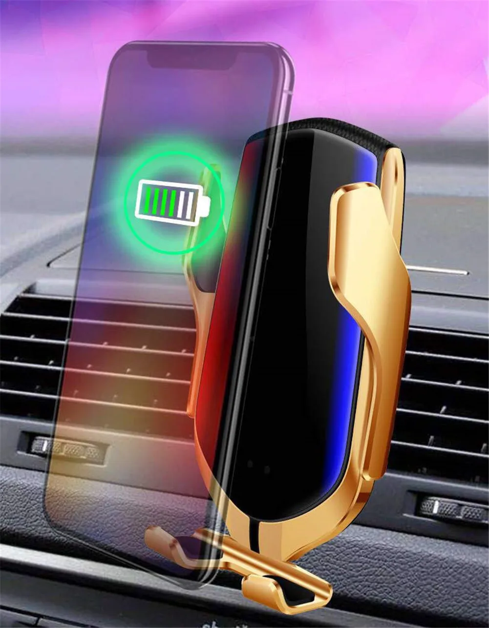 

Wireless Car Charger,IR Intelligent Automatic Clamping Car Charger Mount,10W Wireless Charger Compatible For IPhone /Galaxy