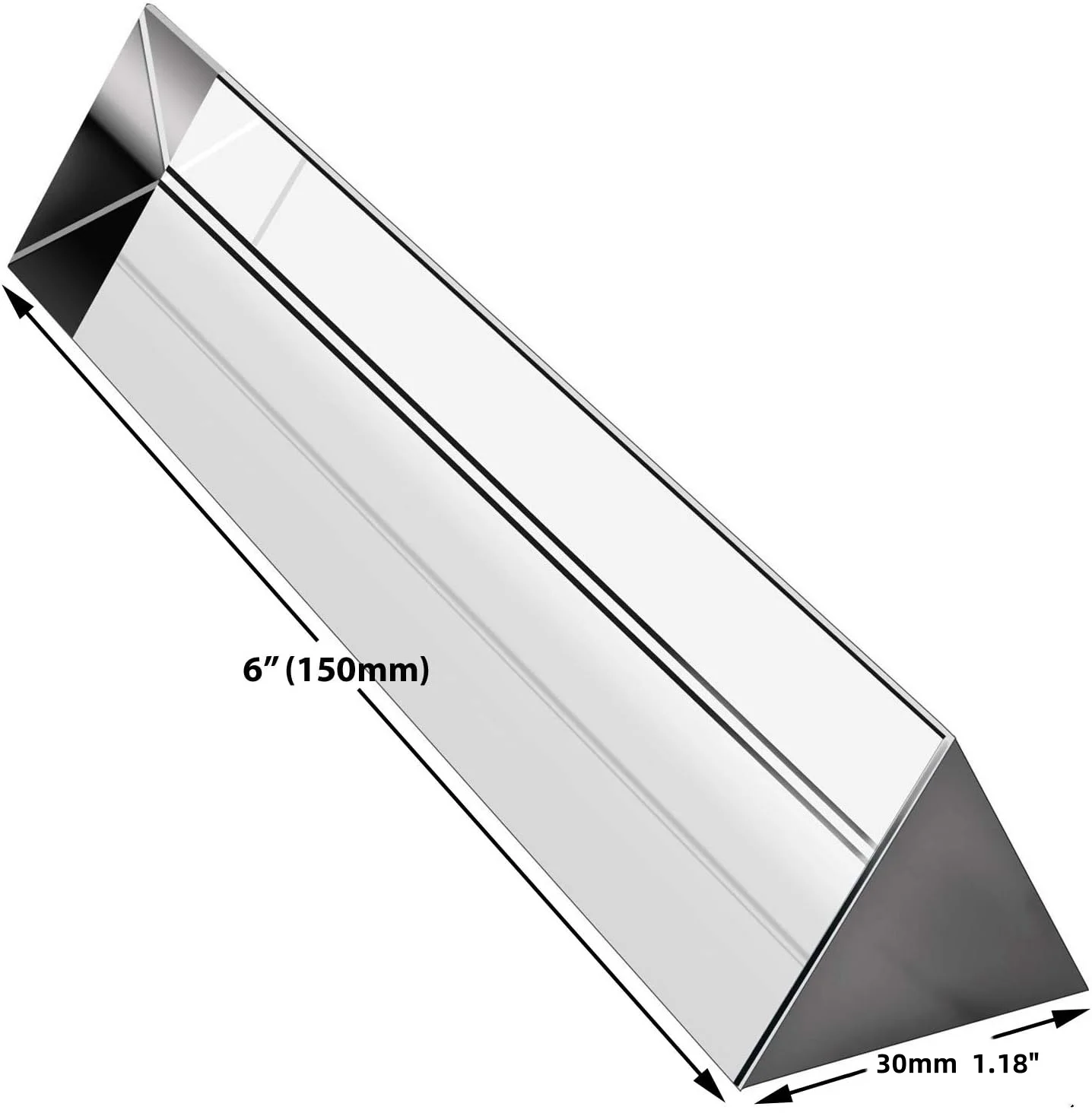 Length 15cm Optical Glass Triangular Prism For Teaching Light Spectrum Physics and Photo Photography