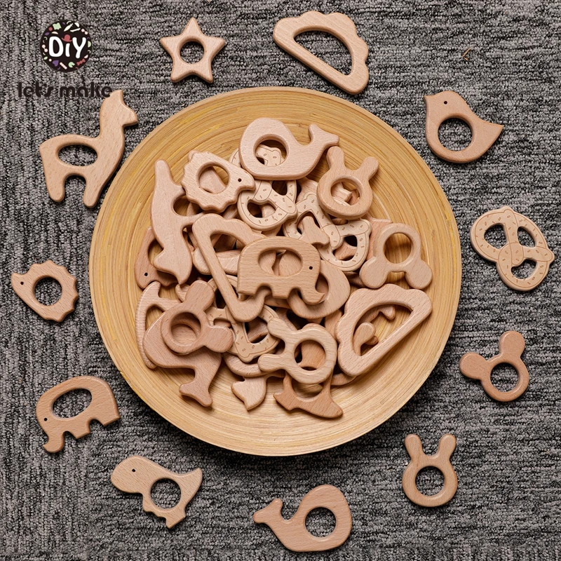 5pcs 도매 나무 Teether 설치류 젖꼭지 펜던트 나무 장난감 DIY  목걸이 선물 BPA 무료 너도밤 나무 고슴도치 새를 만들어 보자