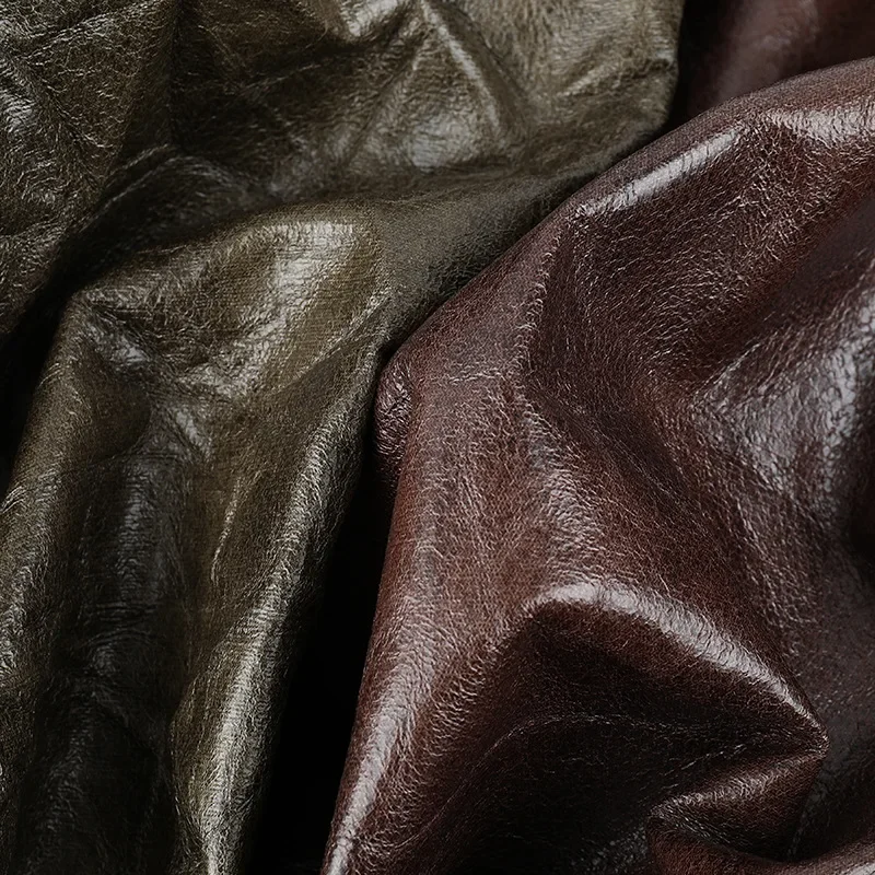 Leather Skirt Fabric Vintage Wrinkle Texture Artificial Leather High-End Feelings Clothing Post-Apocalyptic Style Skins