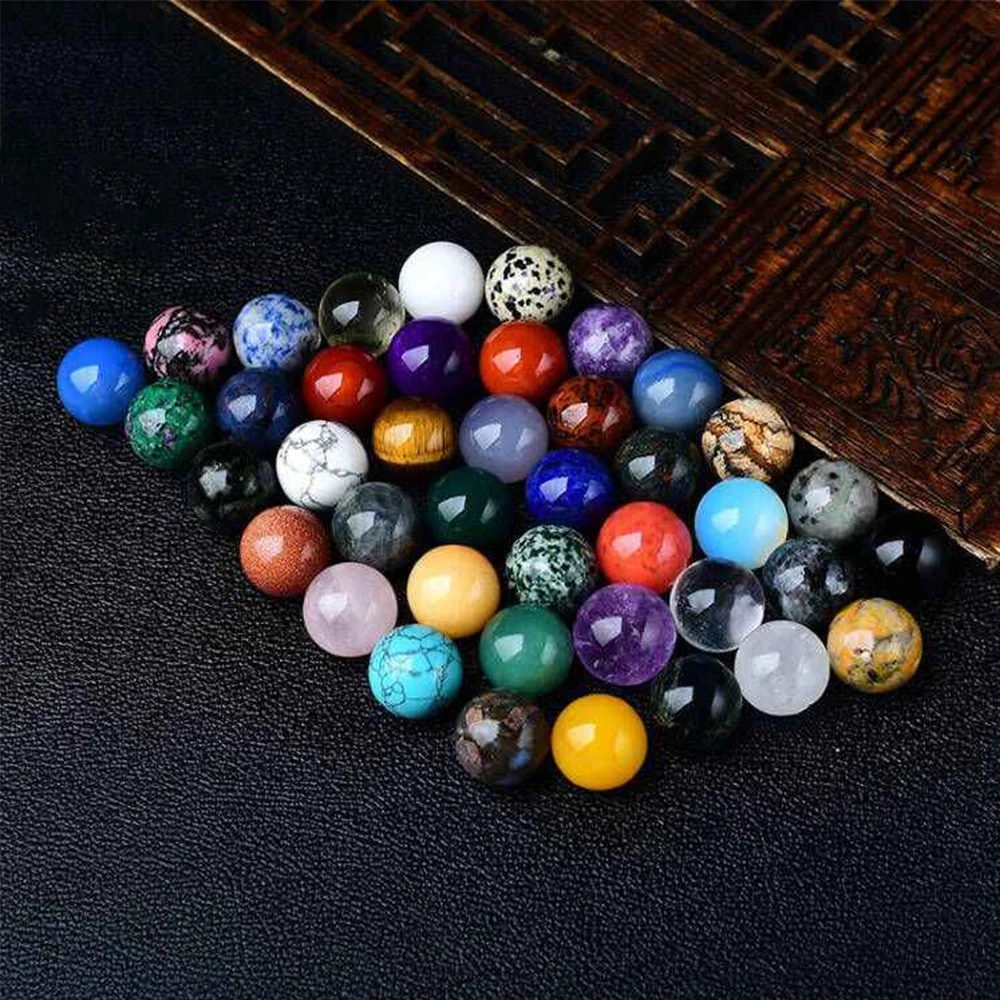 1-20Pcs 직경 20mm 노란색 녹색 빨간색 돌 공 천연 보라색 핑크 화이트 크리스탈 공 공예 홈 인테리어 DIY 장식 선물