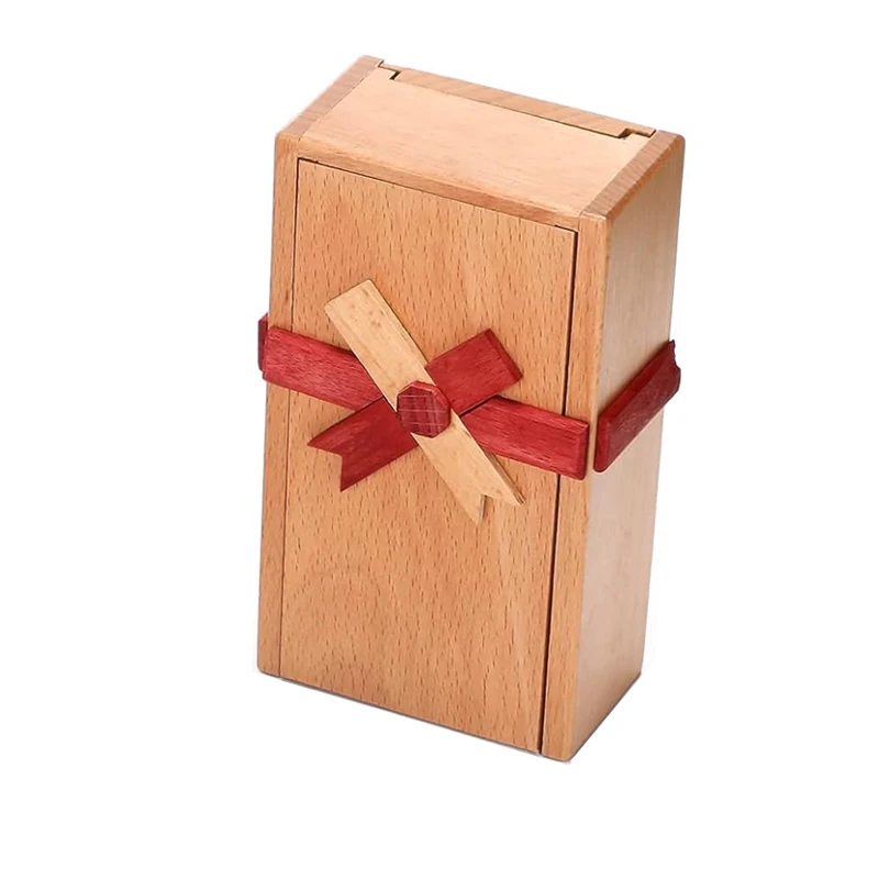Wooden Brain Teaser Puzzle Box with Hidden Compartment Jewelry Money Box For Cash Gift Birthday Valentines Party Favors Adults 4