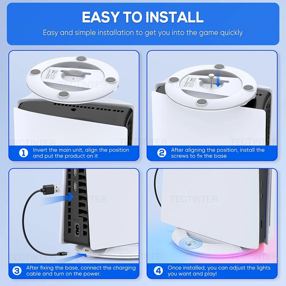 PS5 슬림/PS5 프로 콘솔용 RGB 수직 쿨링 스탠드, 미끄럼 방지 베이스 브래킷 홀더, 플레이스테이션 5 게임 액세서리용 브래킷