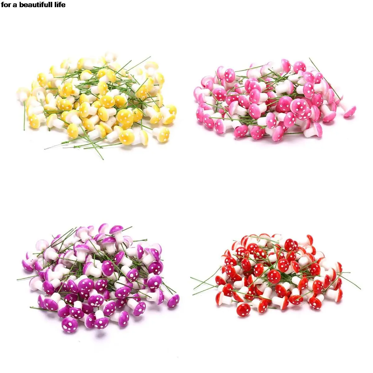 100pcs/set Colorful Mini Artificial  Mushroom model Fairy Garden Plant action Figure Miniature Crafts Decorations Stakes Craft