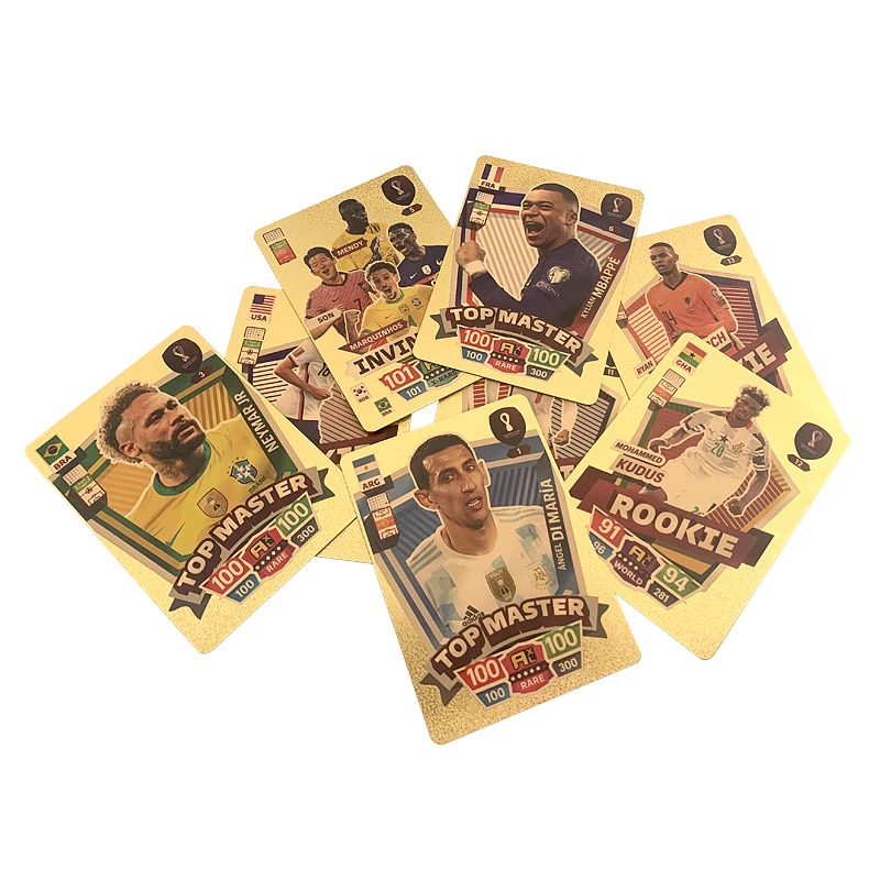 Game Cards Collectible Cards Football Trading Cards World Football Stars Football Cards Limited Edition Gold Card Plastic Material Player Toy Card Children's Fan Gift Pack