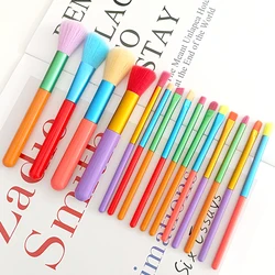 15Pcs Makeup Brushes Set Professional Powder Foundation Eyeshadow Blending Brushes Colourful Maquiagem Rainbow Cosmetic Tools