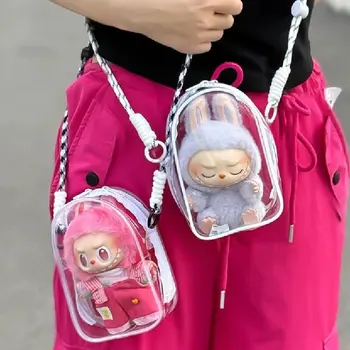 Labubu Protect Case Labubu Sitting Party 15/17cm Cotton Doll Shoulder Pain Bag PVC Storage Bag Labubu Walk Bag Dustproof 1