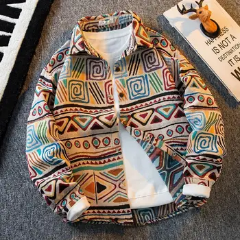 Camicia lavorata a maglia stile etnico da uomo da uomo di fascia alta sensazione autunno bel cappotto camicia vintage casual a maniche lunghe da uomo 1