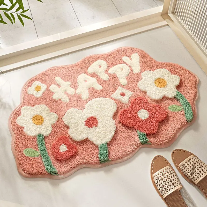 Floor mat toilet bathroom floor mat flower absorbent household toilet door bathroom door bedroom carpet mat