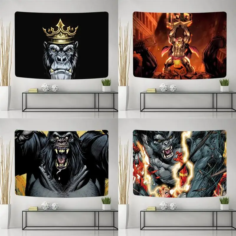 Funny Monkey Trippy Hippy Gorilla Animal Tapestry Wall Hanging Art Room