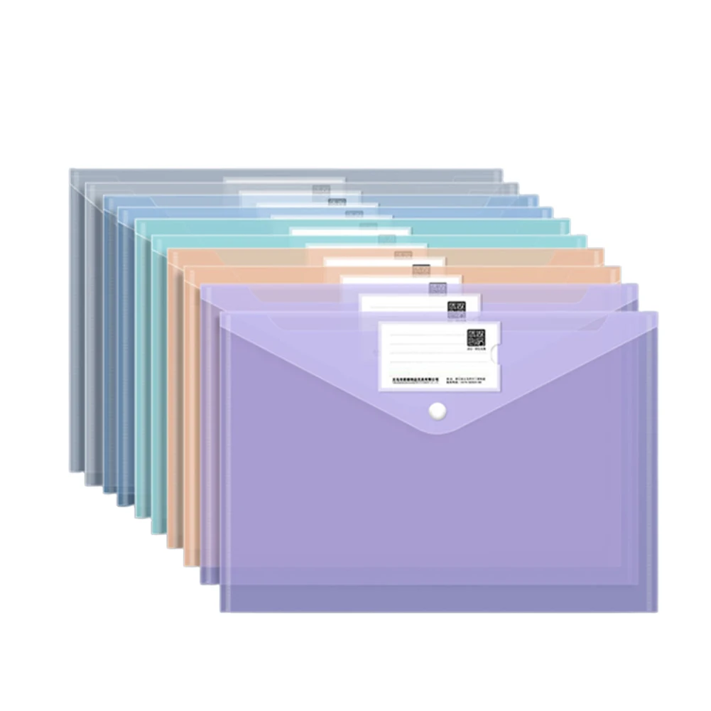 

10pcs Thickened A4 Size PVC File Folders Wallets Colorful Document Files Envelope Bags for School Office Home Supplies Wholesale