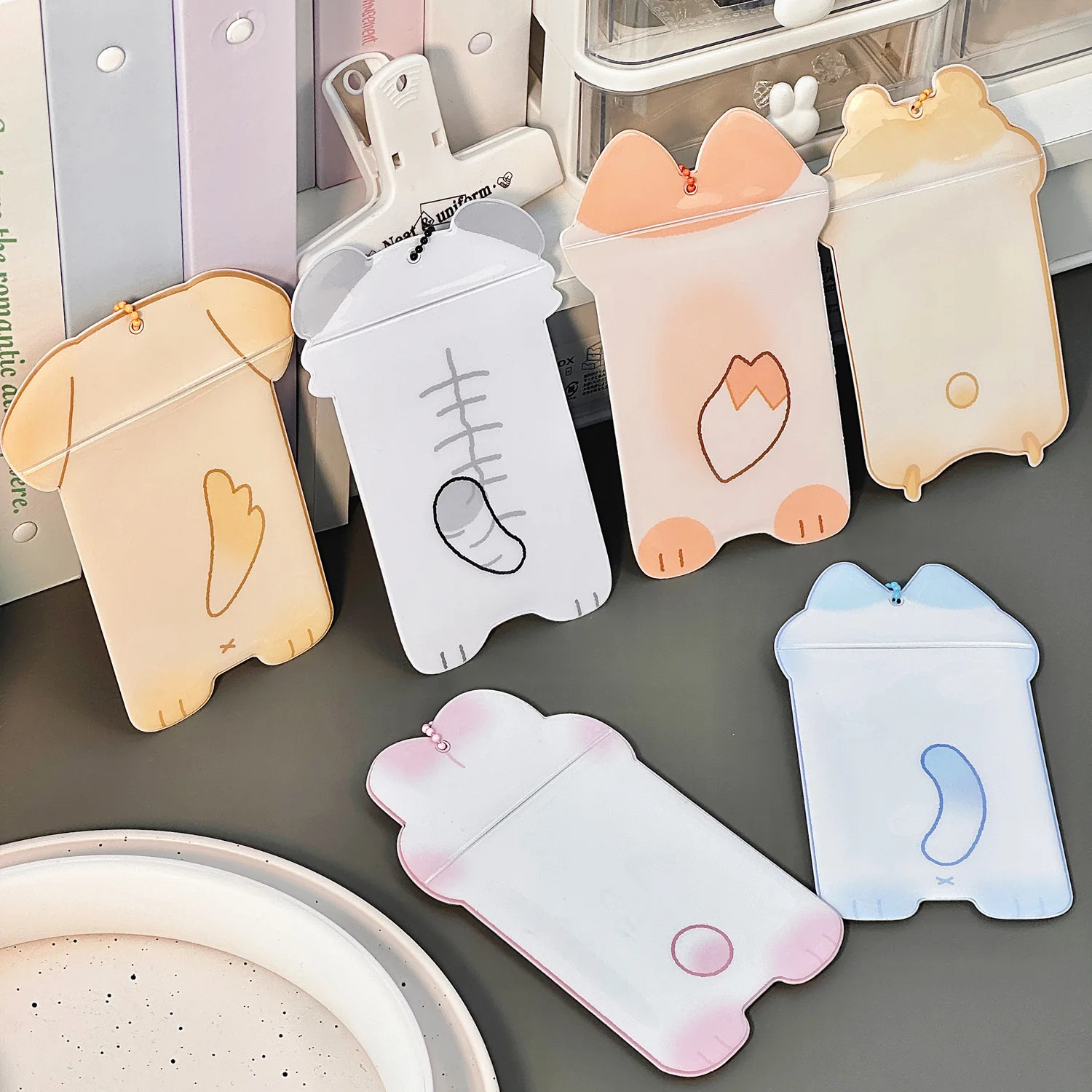 1Pcs Photocard Holder, Cute Cartoon Animal ID Credit Card Holder with Keychain Hard Shell Protective Photo Sleeves 2