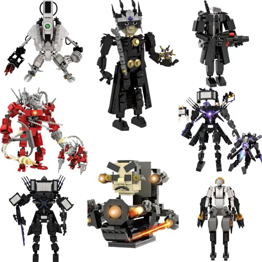 

Skibidi Toilet Building Blocks Toy Titans Cameraman Speakerman Camera TV Man Woman Speaker Man Clock Drill Man Figure Toy