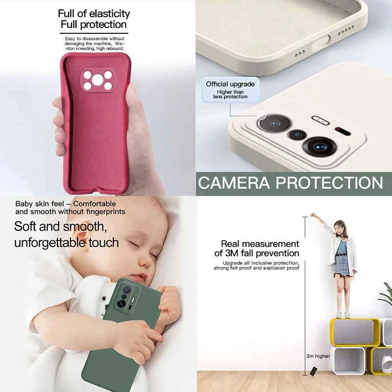 Cover Casing Lunak Pelindung Silikon Cair Persegi untuk Xiaomi 11 T 11 T Pro Mi Mi11 Ultra Pro Lite 5G Mi Mi11t