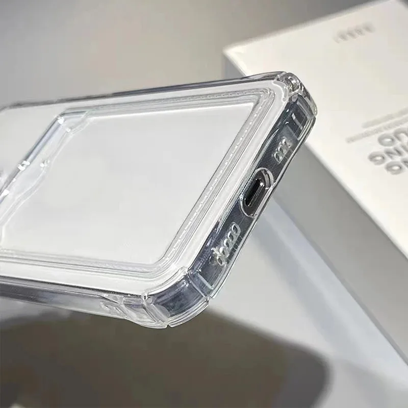 Shockproof Silicone Clear Case with Back Card Pocket Cover