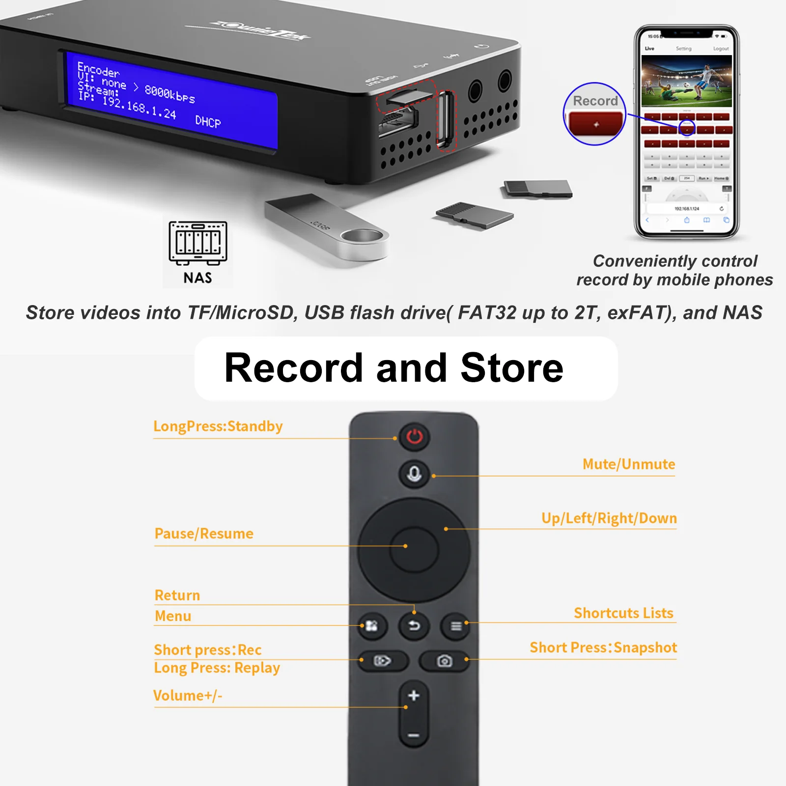 Video Recorder 4K HDMI Video Recorder &ndash; HDMI Capture DVR with H.265/H.264 Codec,4K@30fps Recording,Pass-Through & Playback on TV,No PC Required