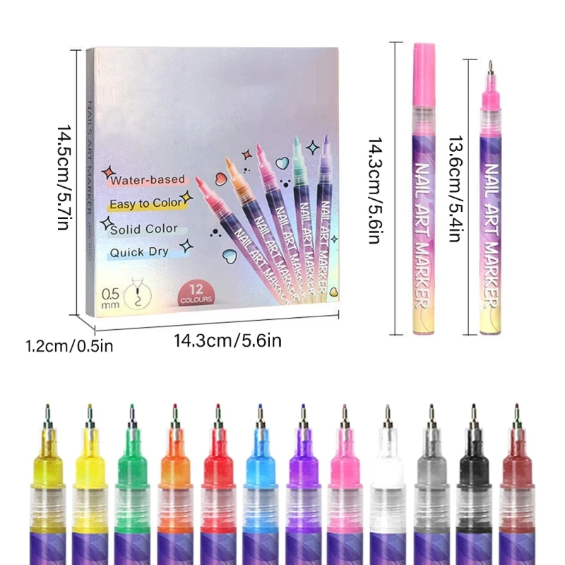 12 Colors Art Pens 3D Polishing Pens Point Dotting Liner Pen Set Art Painted Pen Drawing