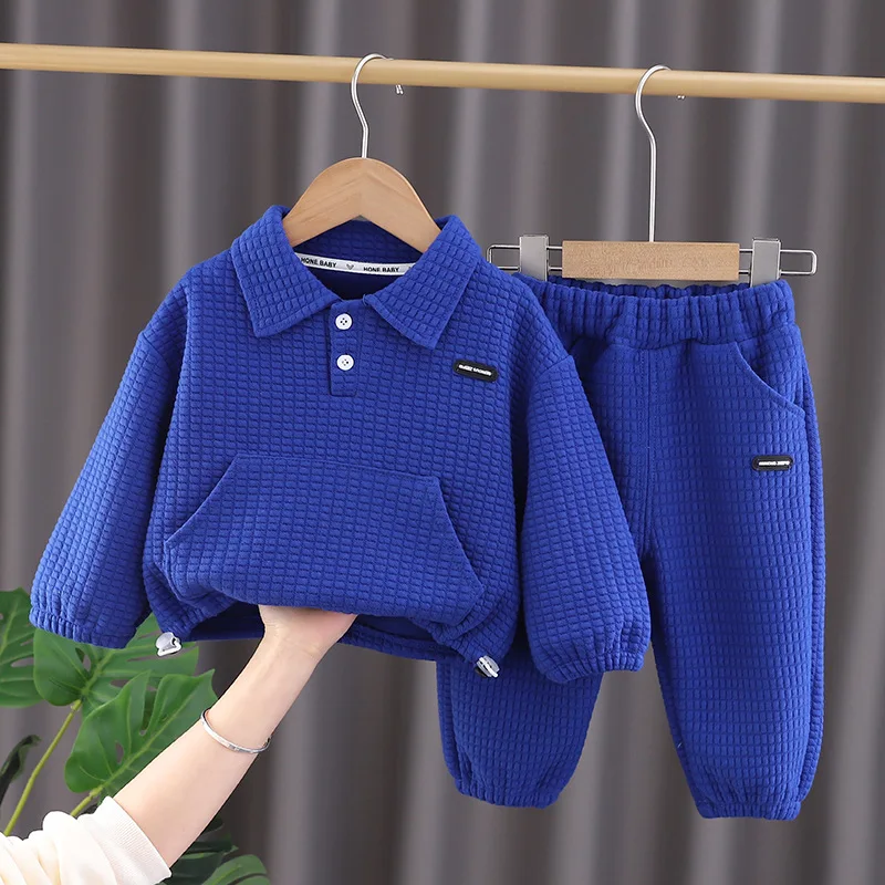 Baby Boy Clothes 12 to 18 Months New Solid Color Turn down Collar Long