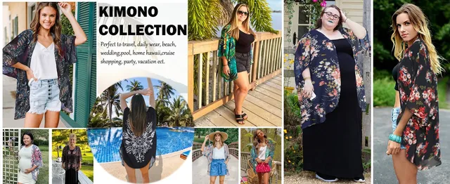 Kimono Donna Sexy Cardigan Estivo - Manica Corta, Bottoni, Copricostume Da Spiaggia - Foto 13