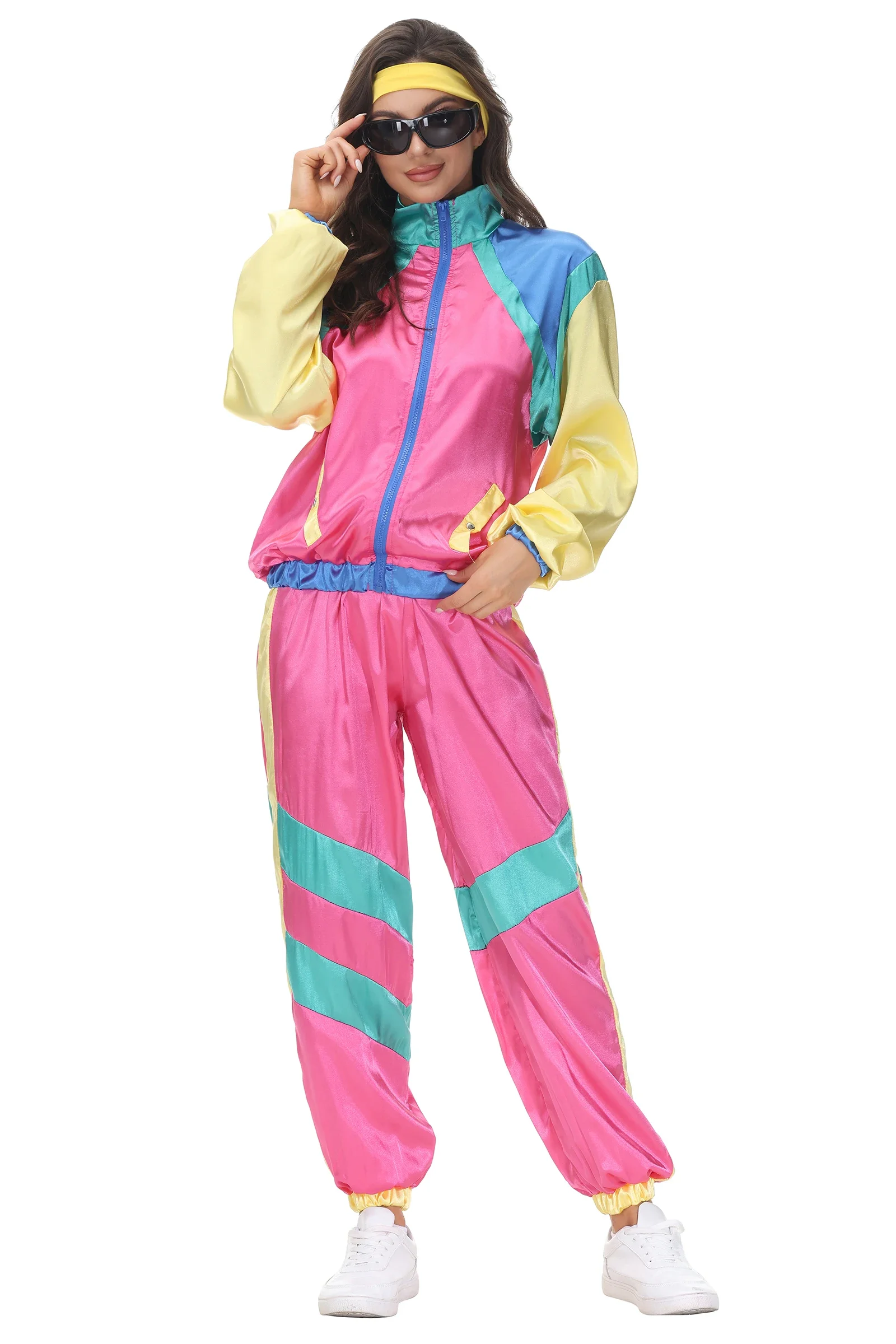Festa di carnevale Donna anni '80 anni '90 Hippie Disco Costumi Cosplay Retro Hip Hop Tuta Outfit Purim Costume di Halloween - immagine 5