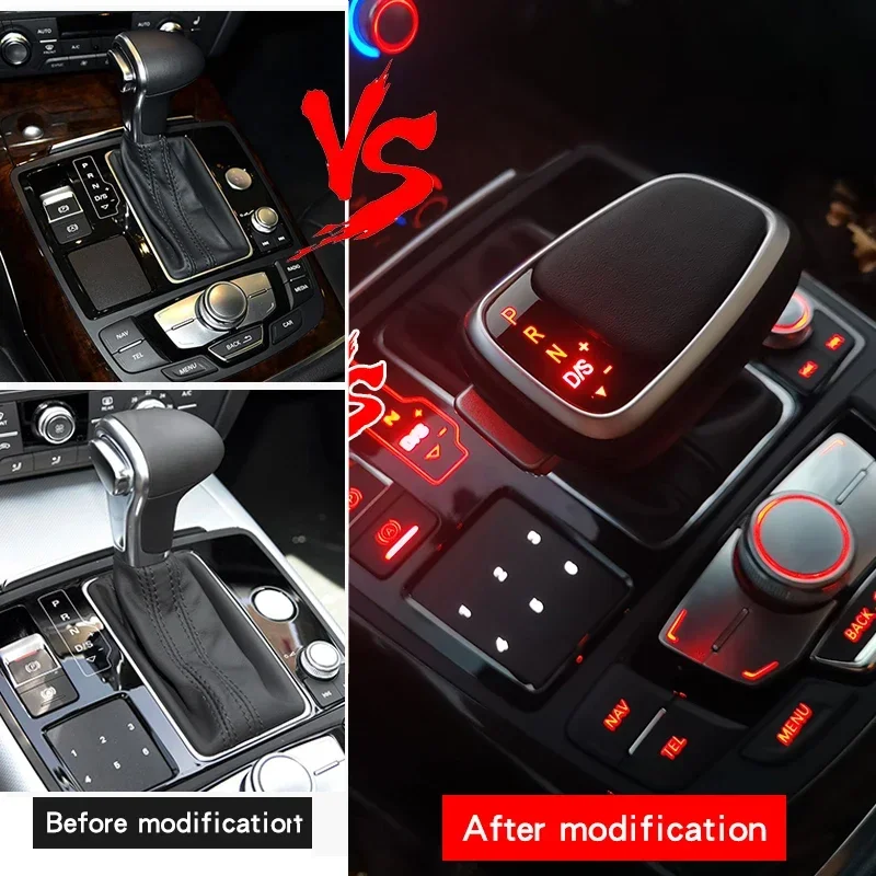 Car Gear Shift Knob LHD Gear Shift Knob Stick Lever Head For Audi A6 C6 C7 A4 B8 S6 A7 A5 8t Q5 8r Q7 4L A3 8P S5 S7 LED Gearbox handle accessories Short Shifter Lever