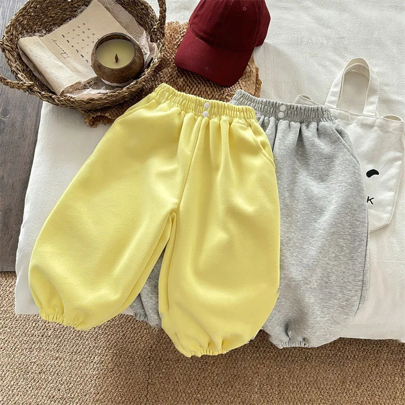 New Children Pants Spring Autumn Casual Sports Trousers Boys Girls Korean Solid Color Fashion Versatile Kids Baby Clothing Pants