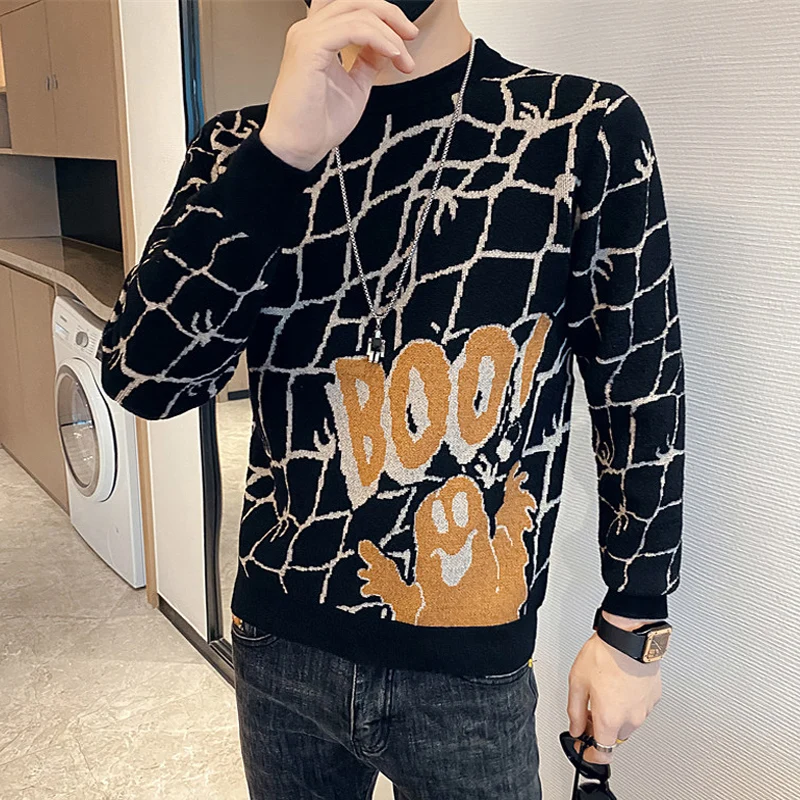 New Fashion Mesh Print Knitted Sweaters For Men Street Hip Hop Casual  Pullover Christmas Sweater Autumn Winter Brand Men Clothes - Pullovers -  AliExpress