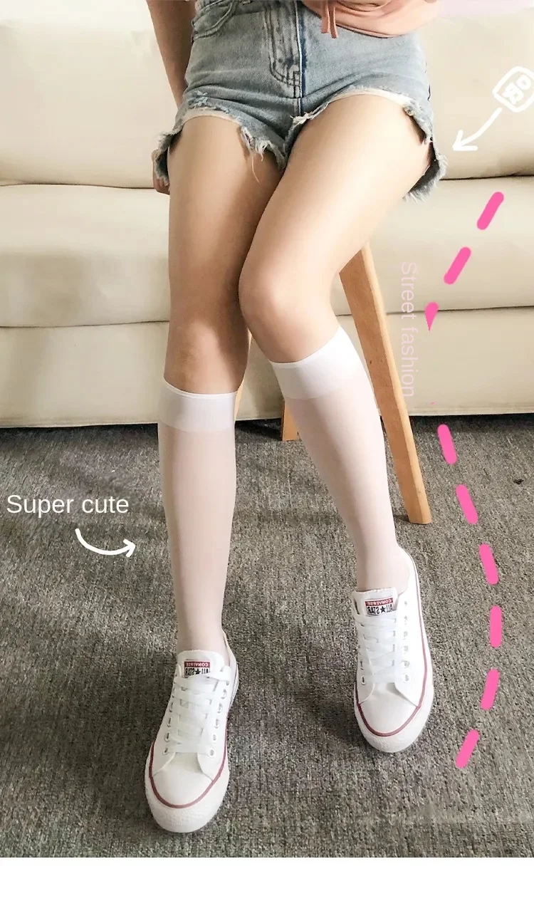 10 Pairs Calf Socks Summer Thin Half Long Socks Flesh Color Long Tube Calf Socks Korean Half Short Socks