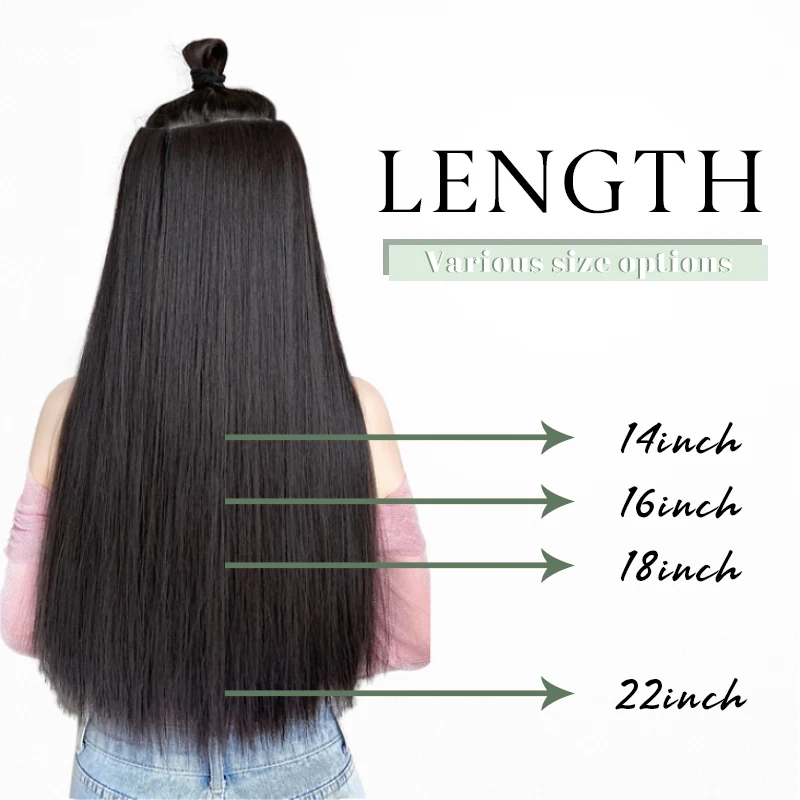 Premium Heat Resistant Synthetic Invisible Wire Hair Extensions No Clips Hairpieces Long Natural Straight Fake Hair For Woman
