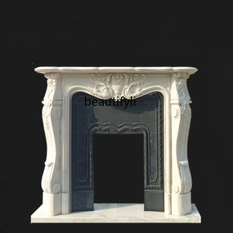 

French Stone Fireplace Marble Fireplace American and European Style Curio Cabinet Stone Carving Fireplace