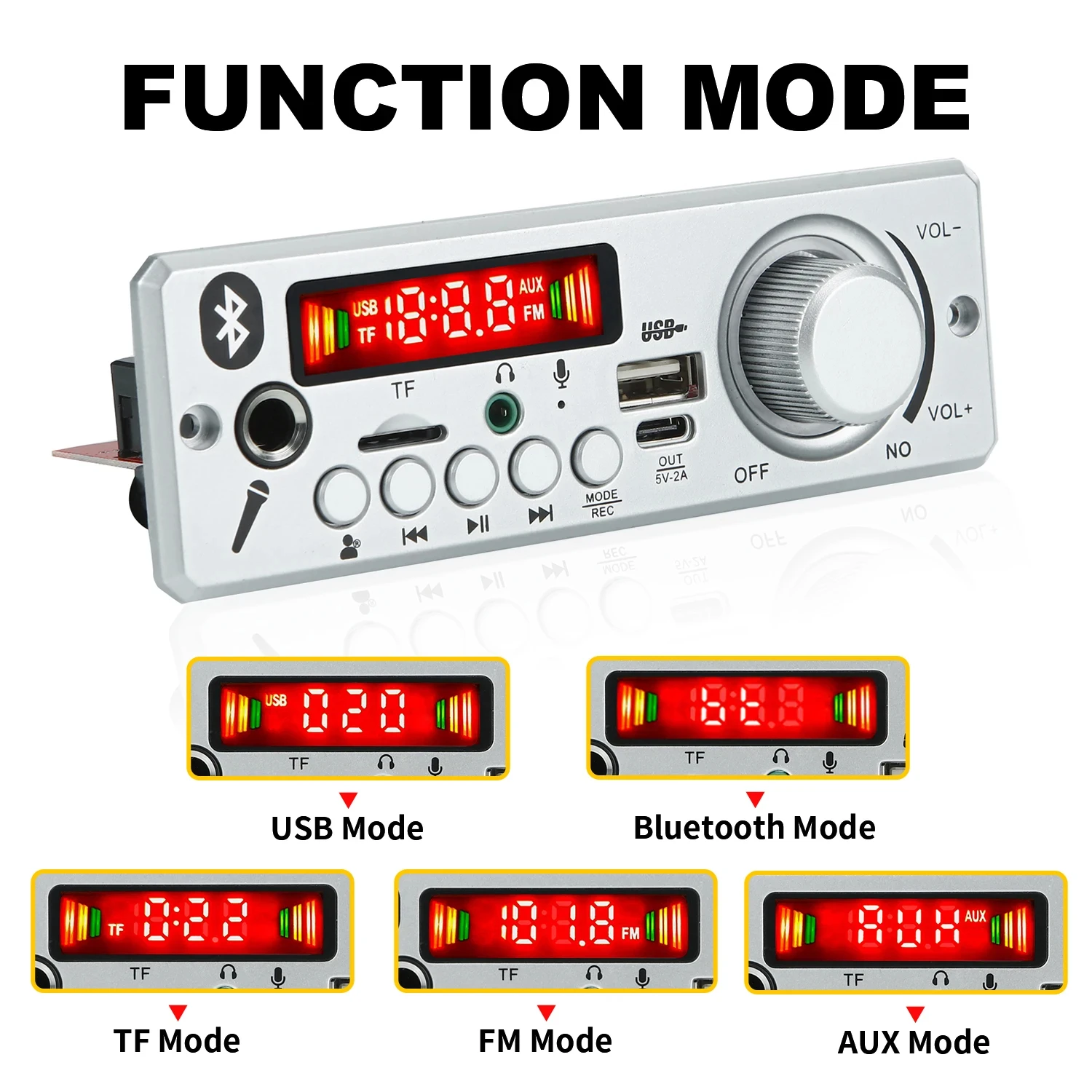 12V-24V 80W Amplifier Bluetooth MP3 WMA APE Decoder Board Handsfree Car Audio Microphone USB TF FM Radio DIY Mp3 Music Player