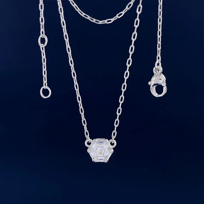 Simplified geometric hexagonal zircon earrings