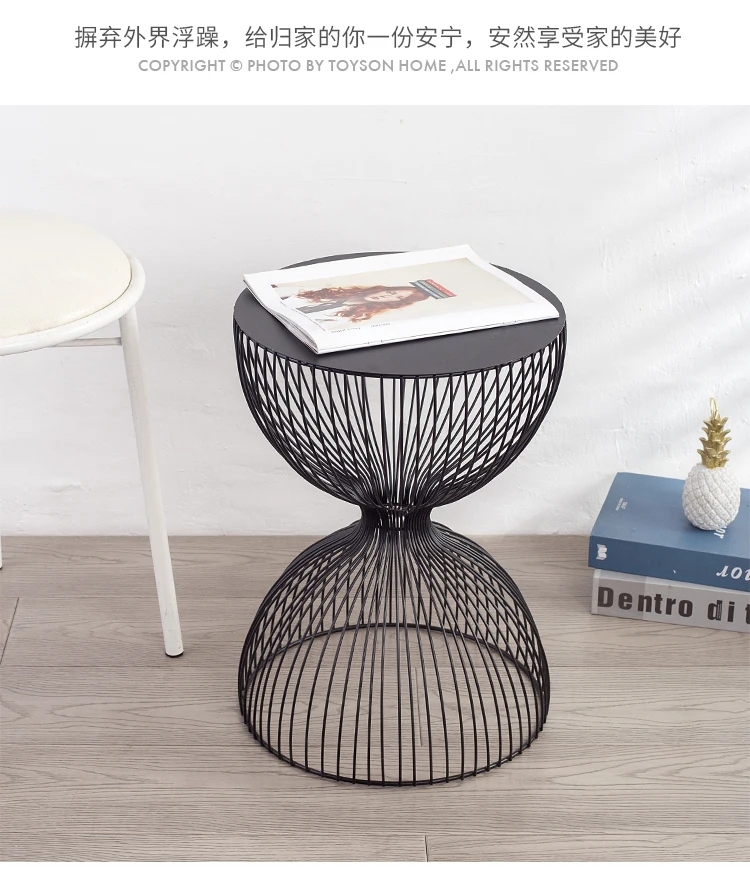Minimalist Wrought Iron Side Table Bedside Simple Modern Coffee Table Nordic Sofa Cabinet Small Round Outdoor Furniture HY50CT