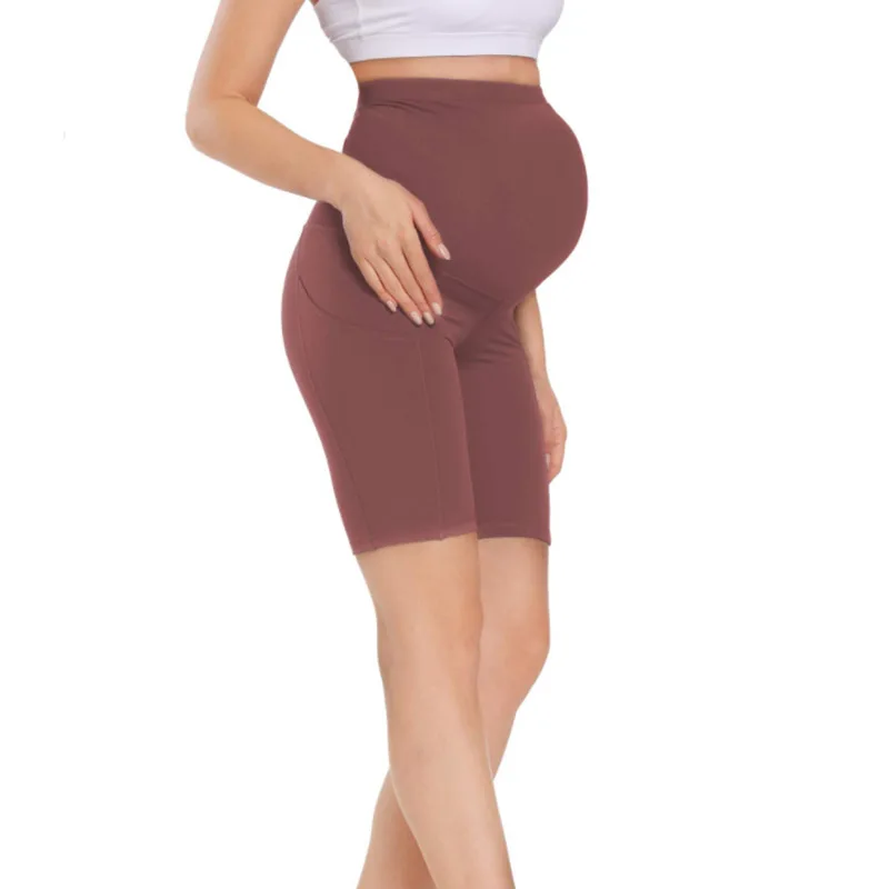 Summer Maternity Leggings Woman Mini Yoga Fitness Sports High Waist Belly Pregnant Pants Slim Fashion Shorts 5
