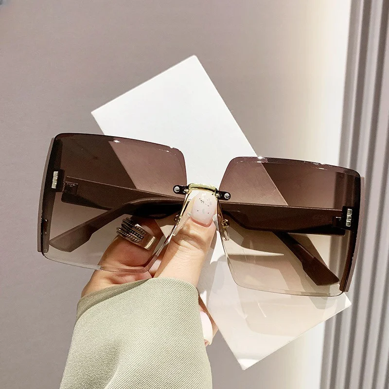 Color Matching Sunglasses Women Rimless Beach Gradient UV400 Eyeglasses