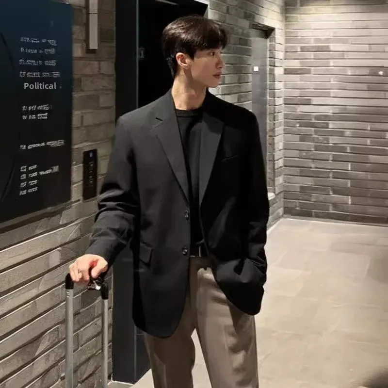 Mens blazer Korean casual western-style loose-fit single-breasted jacket autumn trendy Dongdaemun style