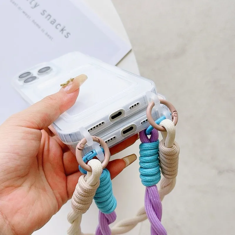 Versatile Clear TPU Card Slot Lanyard Case with Short Strap