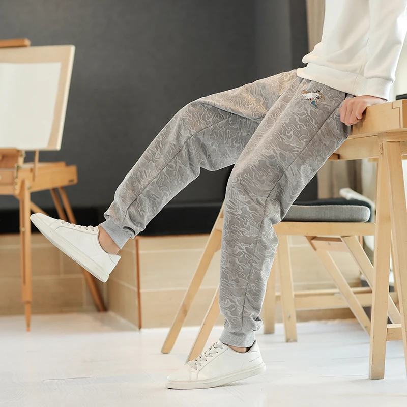 

Streetwear Mens Harem Pants Embroidery Trousers Men Vintage Casual Sweatpants Male Drawstring Joggers Pants Men Black Gray 5XL